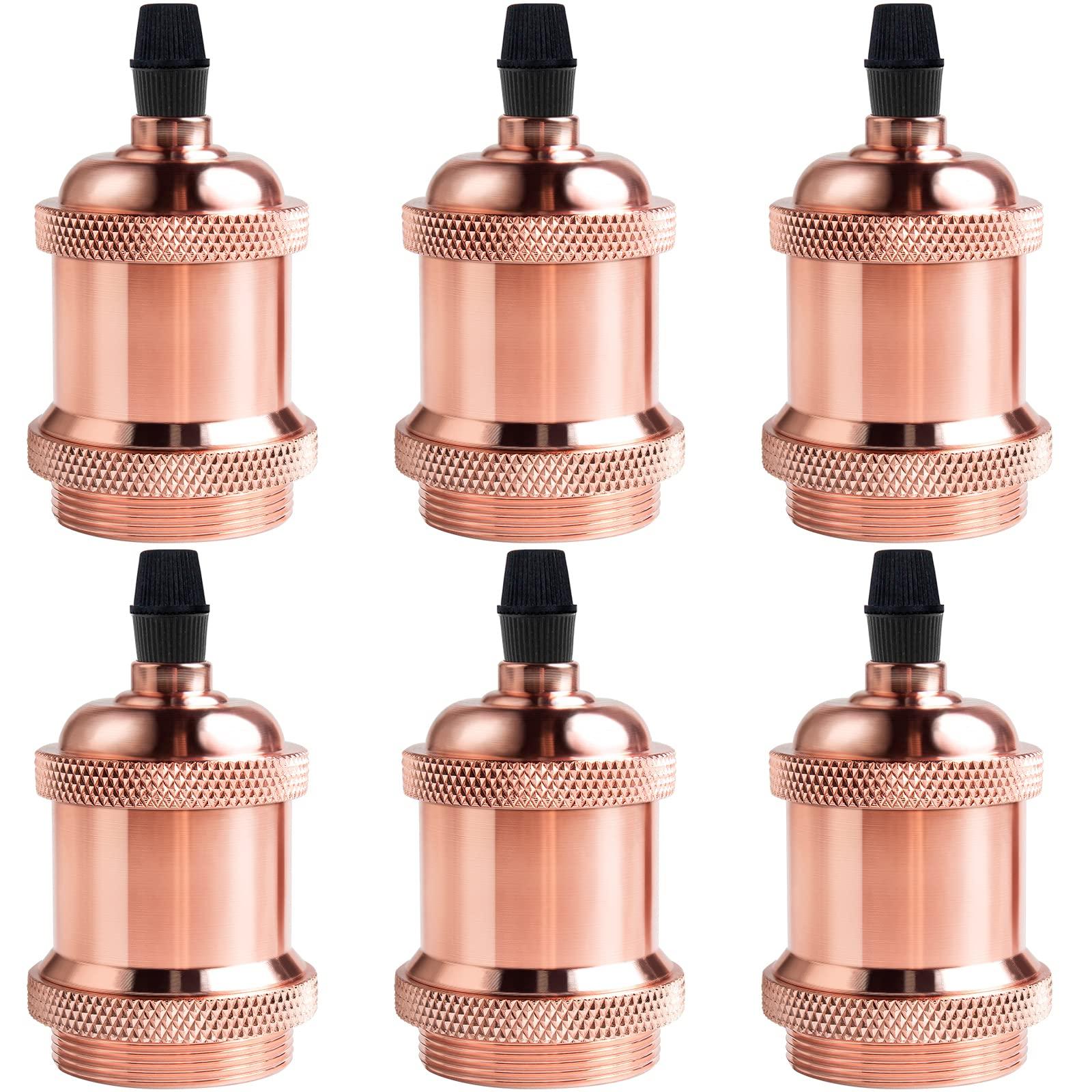 

DiCUNO E26 Antique Lamp Sockets, Edison Bulb Sockets for Vintage Pendant Lights, Set of 6 with Instructions