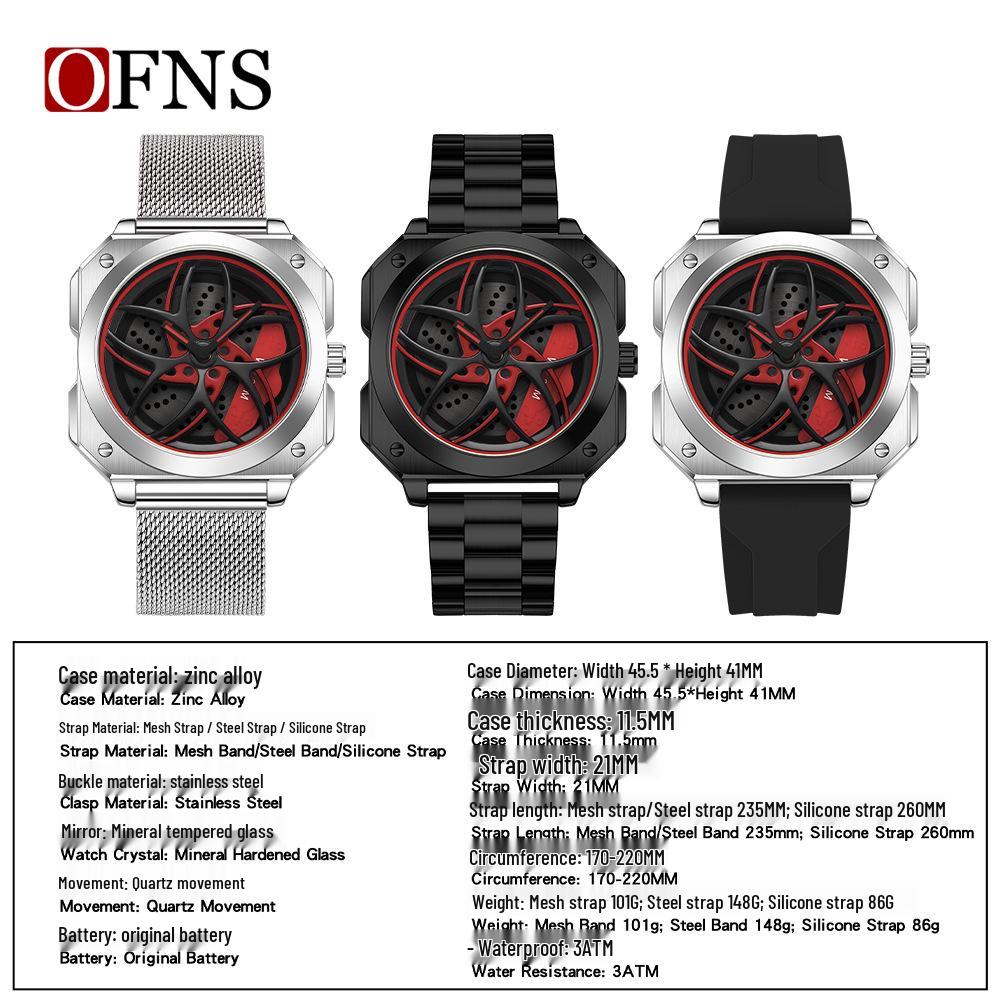 European-Style Men's Sport Quartz Watch with Waterproof Skeleton Design and Versatile Silicone Strap
