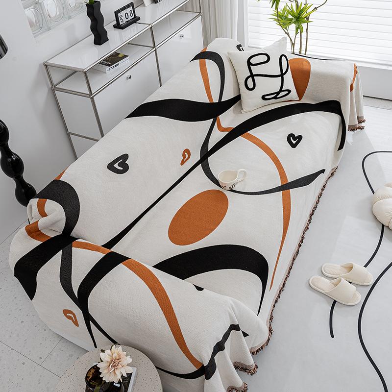 Ins Throw Blanket Simple Couch Bed Sofa Cover Large Cotton Tassel Knitted Blanket Solid Color Nordic Decorative Bedroom Handmade