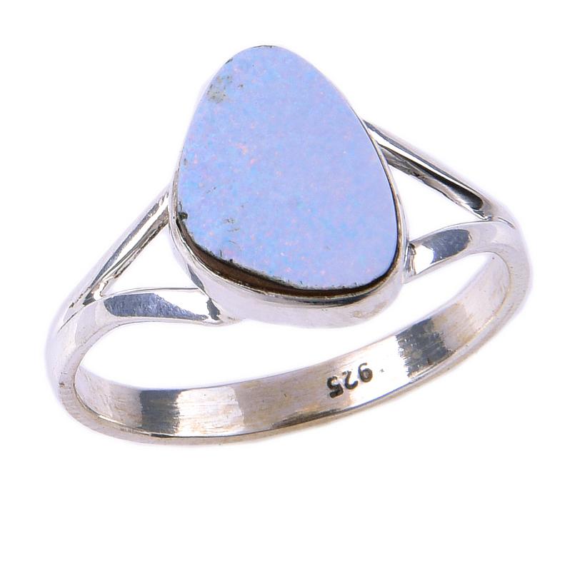 Natural Australian Opal Gemstone 925 Solid Sterling Silver Jewelry Ring S.9 g8H44