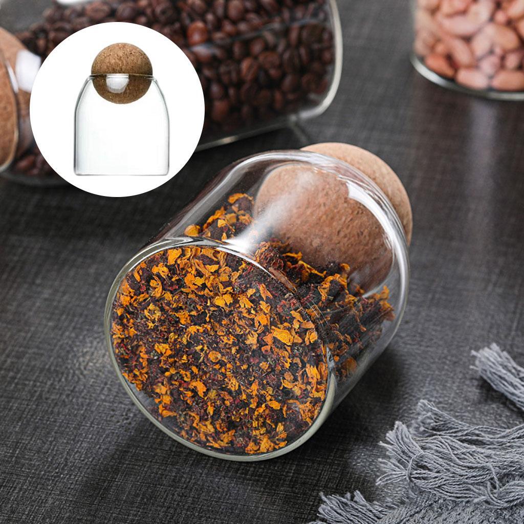 Clear Cork Glass Bottle Storage Sealed Jar Candy Coffee Bean Jar 