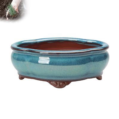Ceramic Flower Pots with Drain Hole Elegant Breathable Rough Pottery Bonsai Pots for Home Apartment Office Decor