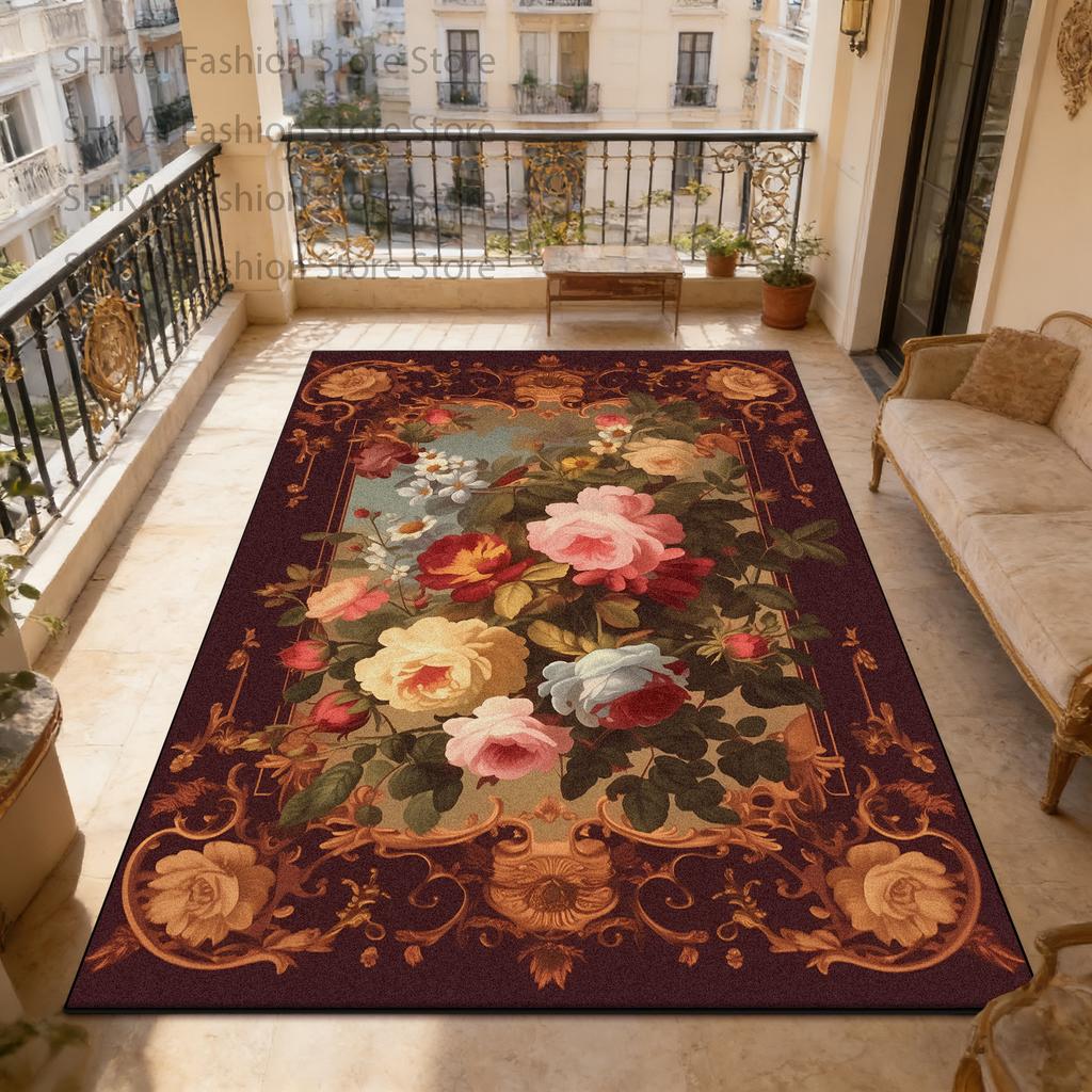 European Classic Country Style Balcony Carpet Easy Clean Fluffy Large Area Floor Mats Home Decoration Luxury Non-slip Soft Rugs