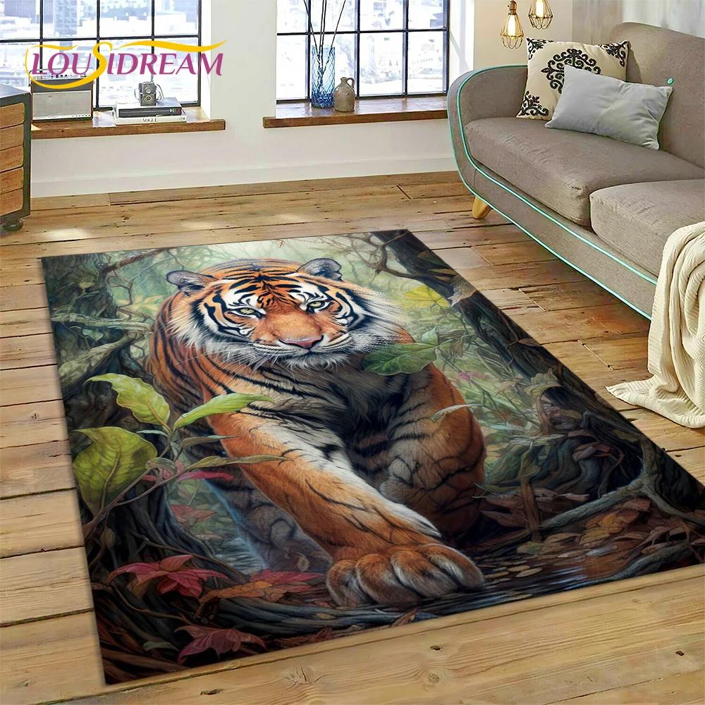 3d besta tigre leão animal vida selvagem dos desenhos animados tapete para casa sala de estar quarto sofá capacho decoração, área do miúdo tapete antiderrapante
