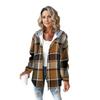 Womens Plaid Check Pattern Blend Coat With Hood For Casual Office Wear Spring