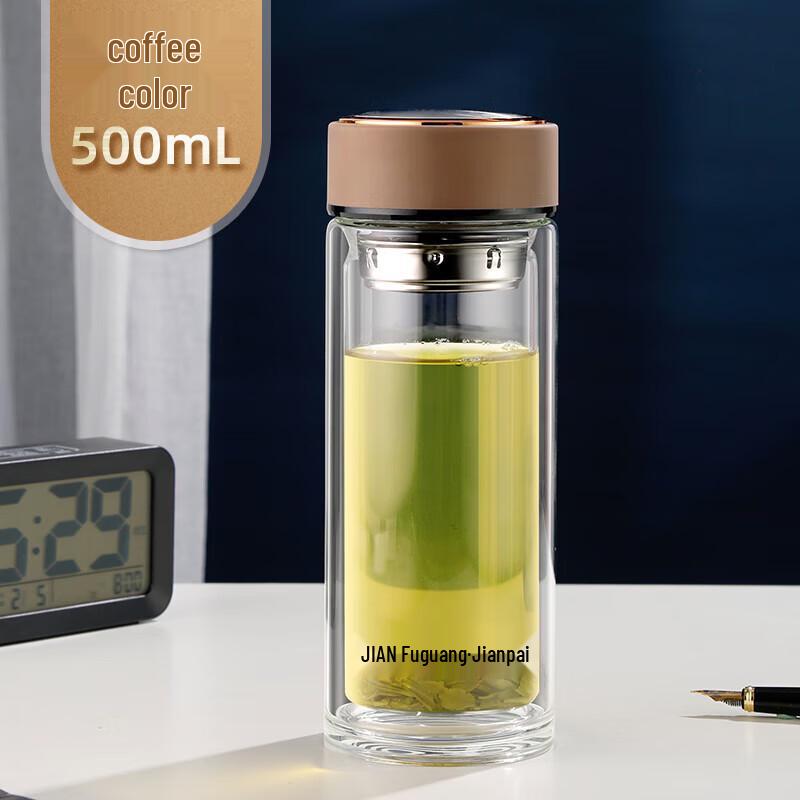 FUGUANG 500ml Double-Layer Glass Mug