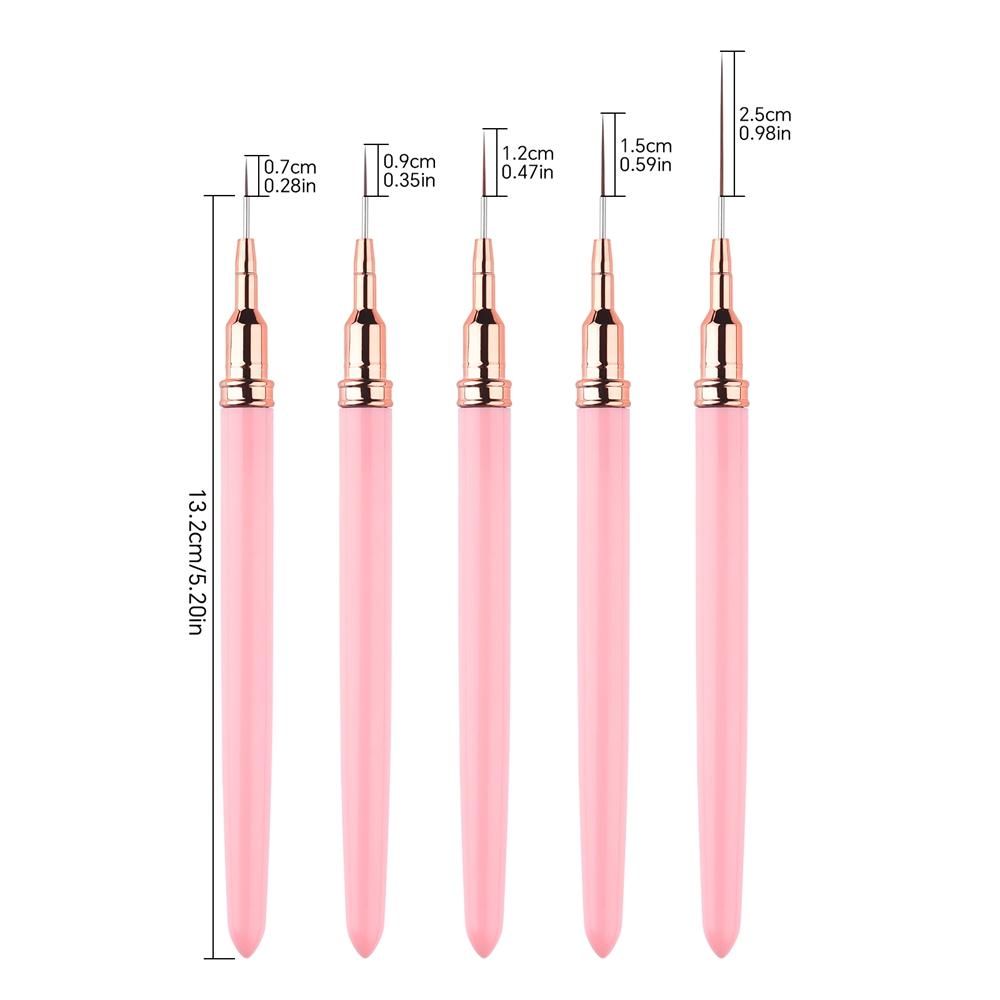 5Pcs Nail Art Brushes Set Elongated Lines Striping Drawing Pen French Stripe Nail Art Liner Brush Set Professional Manicure Tool