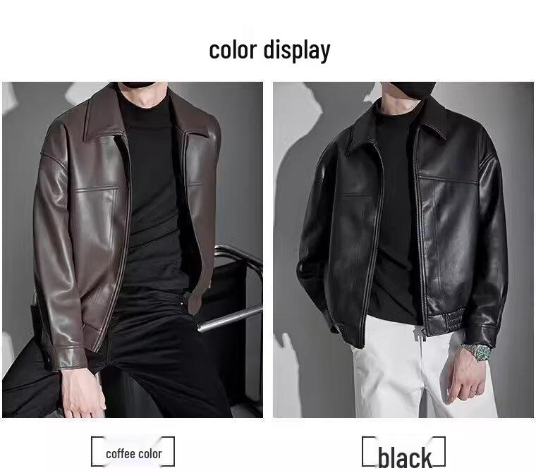 Giacca Casual alla Moda da Uomo in Ecopelle PU con Revers - Stile Primavera/Autunno