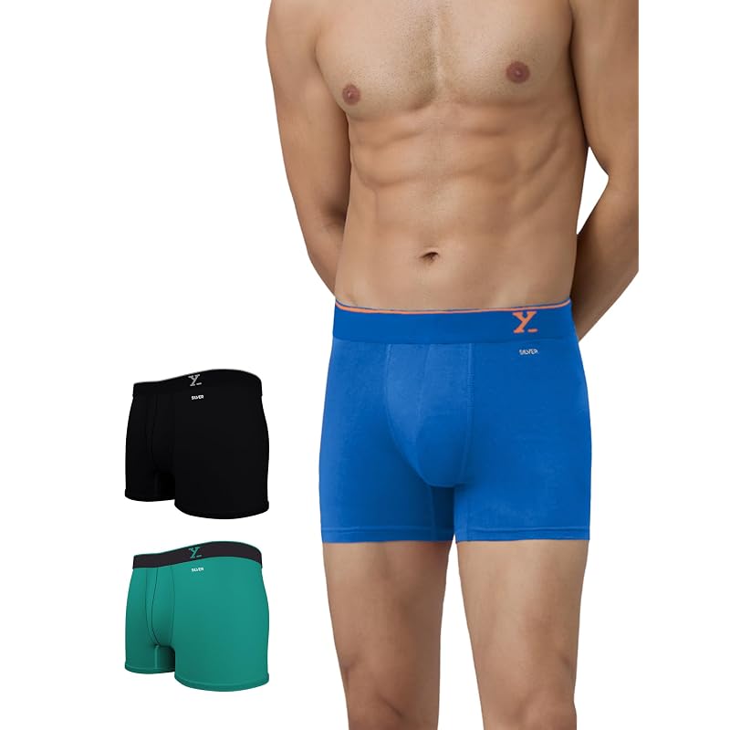 XYXX Men Micro Modal Trunk, Snug Fit, Solid, Pack of, XYTRNK3PCKN5 0, + Navigate + Horizon
