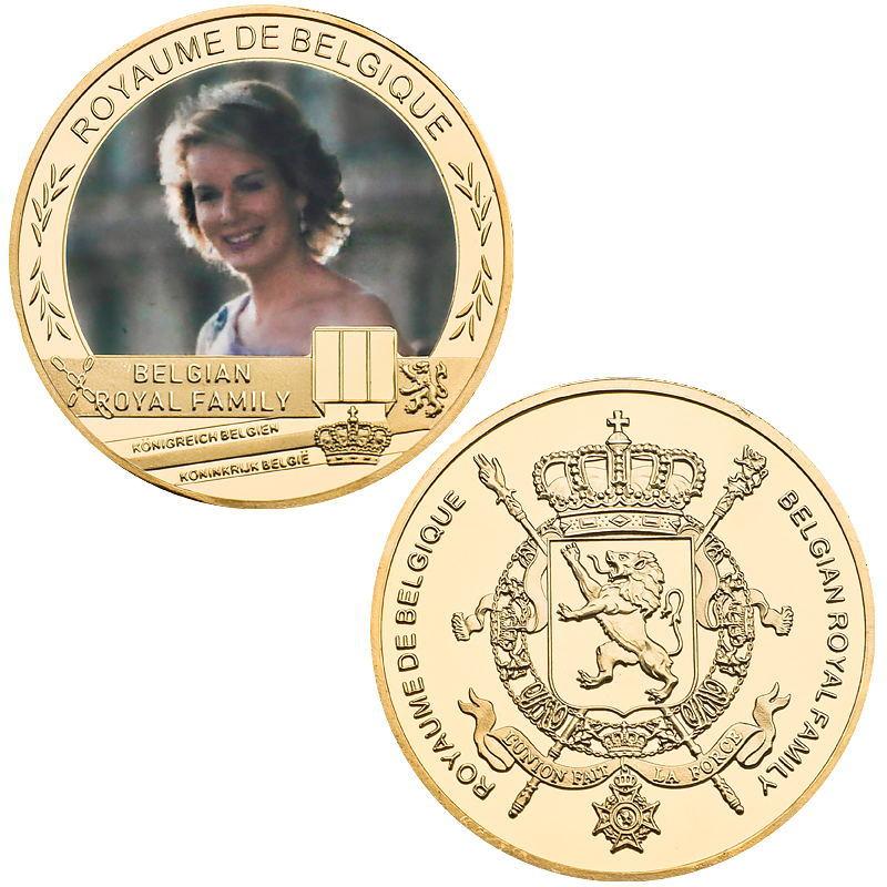 Medalie Comemorativă Regală Belgiană, Monede Comemorative, Set Cadou Artizanat Metalic, Insignă Metalică, Colecție, Include cutie cadou