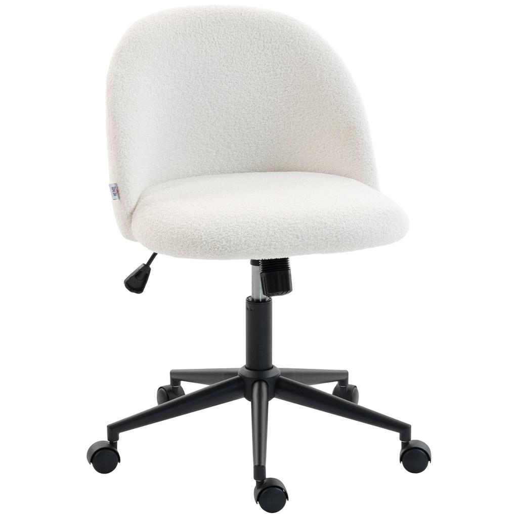 Teddy Fleece Office Chair with Wheels - Cream White