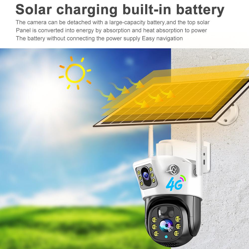 V380 Solar-Powered 4G Outdoor Wireless Security Camera with 3MP Resolution and Low Energy Use