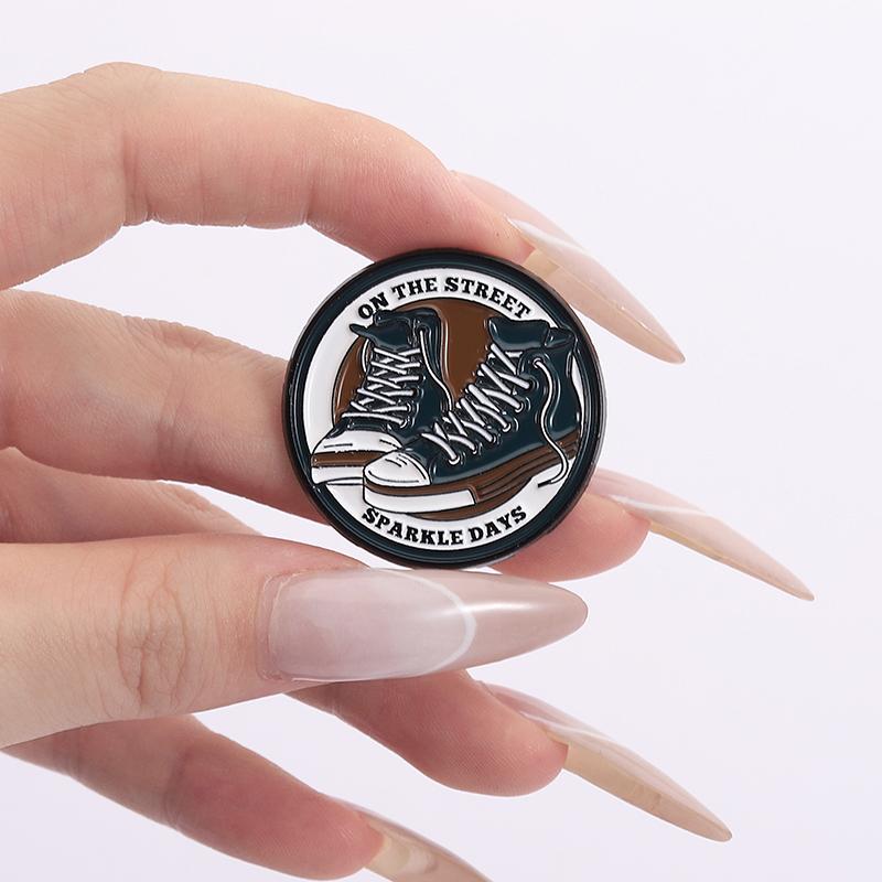 Canvas Shoes Enamel Pins Custom NEVER REGRET LOVE TO THE END Brooches Lapel Badges Clothes Punk Jewelry Gift for Friends