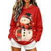 Felpa con cappuccio da donna casual a maniche lunghe con stampa natalizia
