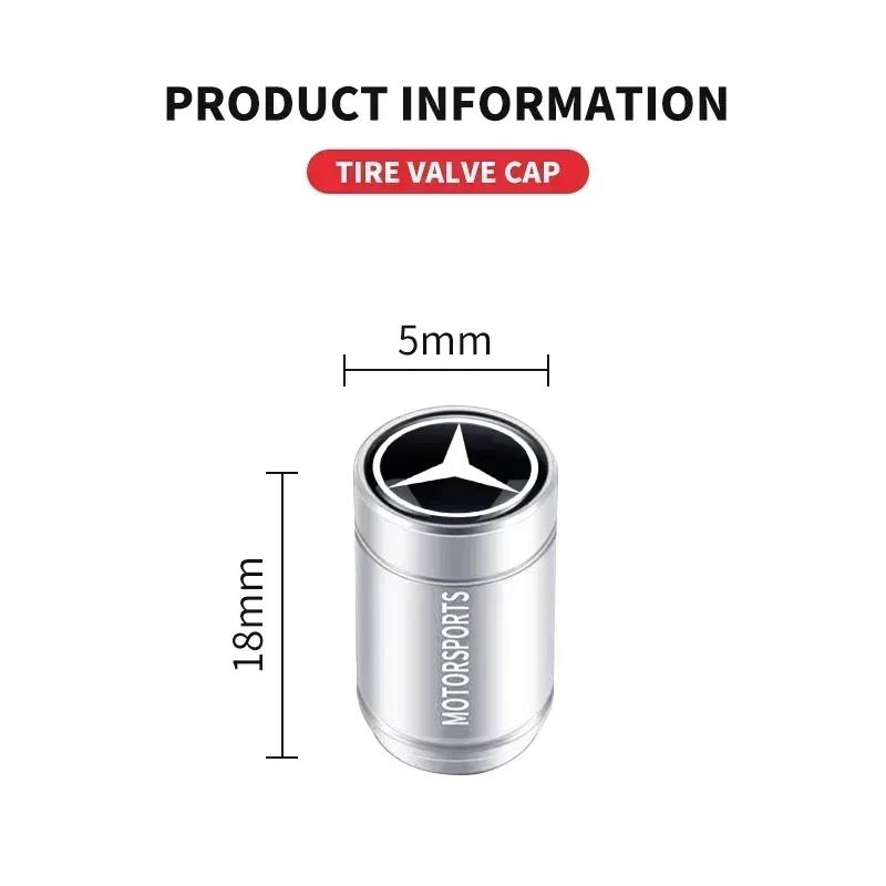 4Pcs 3D Metal Car Wheel Tire Valve Stem Caps Accessories for Mercedes benz W203 W204 W205 W210 W211 W212 W463 W464 W164 W176 CLA VJ1