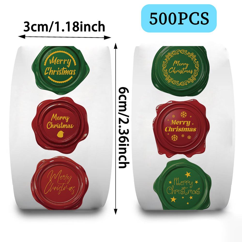 500 Sheets/Roll Christmas Seal Sticker Tape for Envelopes - Decorative Material