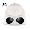 Outdoor Winter Hat Knitting Solid Color Warm Knitted with Glasses Decor Elastic Windproof Travel Cycling Daily Wear