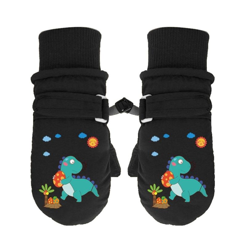 Winter Mittens Warm Snow Gloves Printed Dinosaur Gloves for Boy Girl Students Windproof Thermal Gloves Mitts