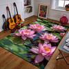 Pink Lotus Flowers On Peaceful Water Patterned Carpet a Non Slip Rug Suitable for All Seasons and Any Setting, Gift