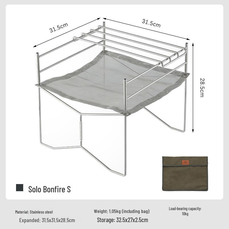 SOLO-202 Compact Stainless Steel Foldable Portable Camping Grill Fire Pit