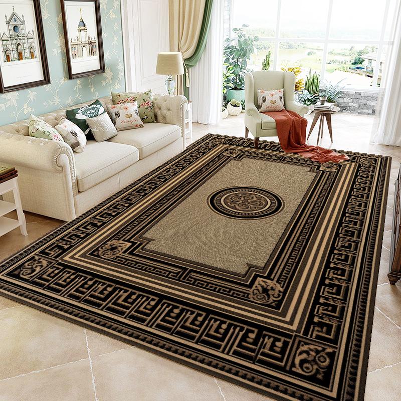 Luxury Black Frame Living Room Carpet Sofa Table Side Large Area Rug European Bedroom Decoration Rugs Hall Study Decor Floor Mat
