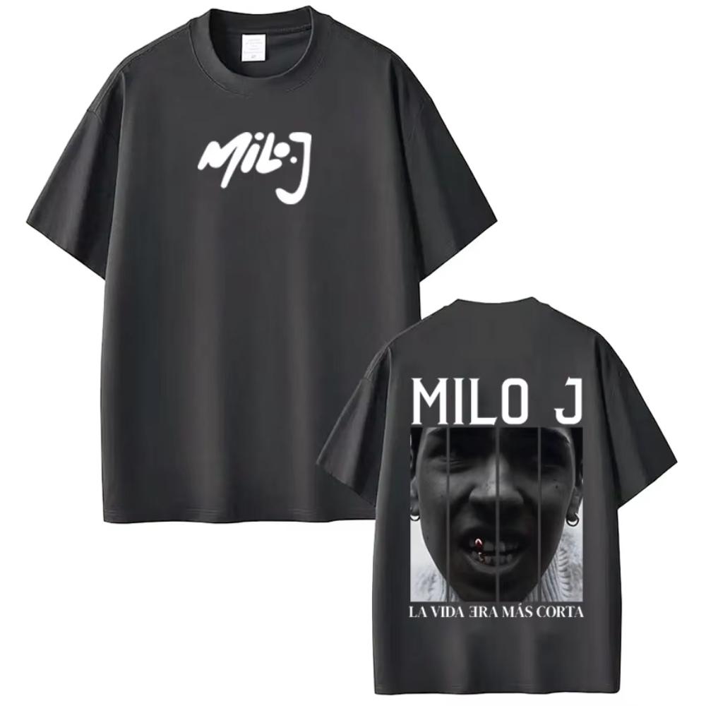 Rapper Milo J La Vida Era Mas Corta Album T Shirt Men's Women Harajuku T-shirts Summer Loose T-shirts Tops