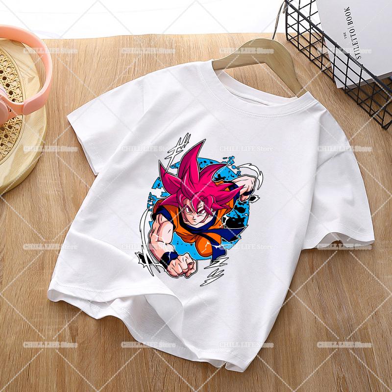 Anime Dragons Ball Children TShirts Cartoon Son Goku Short Sleeves Top Girl Boy Summer Crew Neck Tee Shirts Casual Kids Clothes