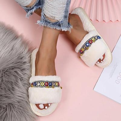 Ciabatte alla Moda Eleganti con Ricami per Donna Morbide Soffici Fondo Piatto Pantofole Donna Sandali Leggeri Antiscivolo per Interni Donna
