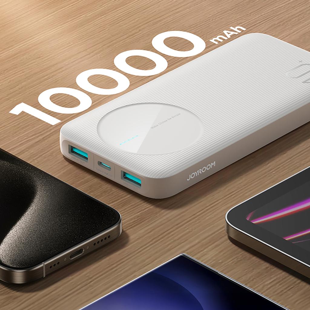 Powerbank JR-PBF12 10000mAh 2.4A 2x USB-A 1x USB-C - white