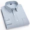 2026 Men Oxford Fashion 100% Cotton  Long Sleeve Casual Slim Solid Color Plaid Print Stripe Formal Dress Shirt Plus Size