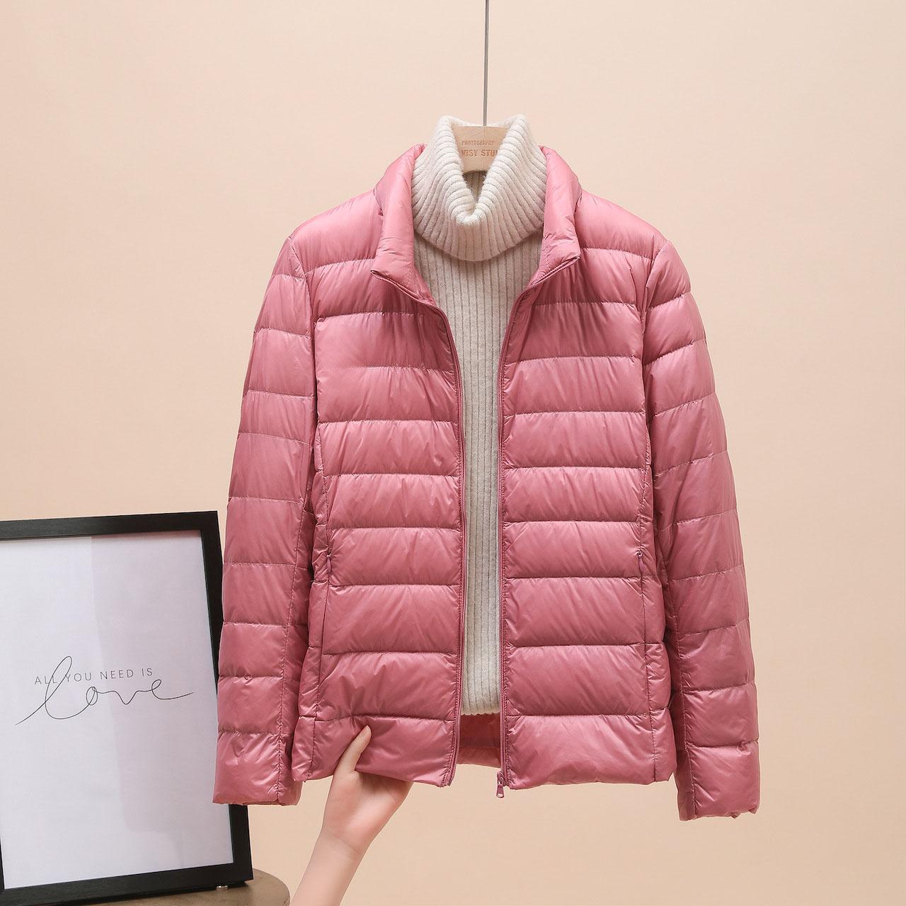 

Женские хлопковые пуховики с капюшоном, женские тонкие парки с длинными рукавами, женские ультралегкие складные пальто 8XL розовый