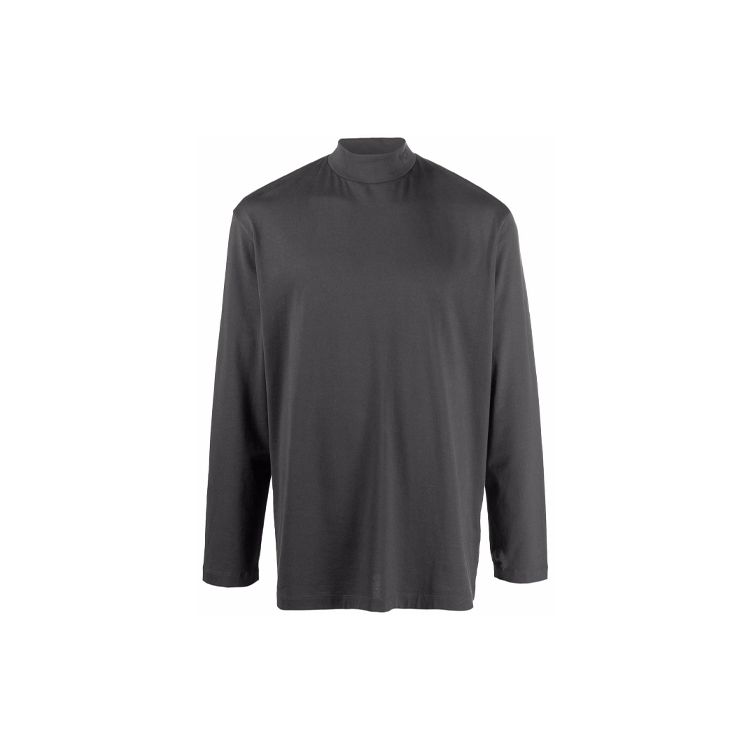 

Y-3 Logo Solid Color Stand Collar Long Sleeve T-Shirt Men Tops Dark-Gray HB3409 M