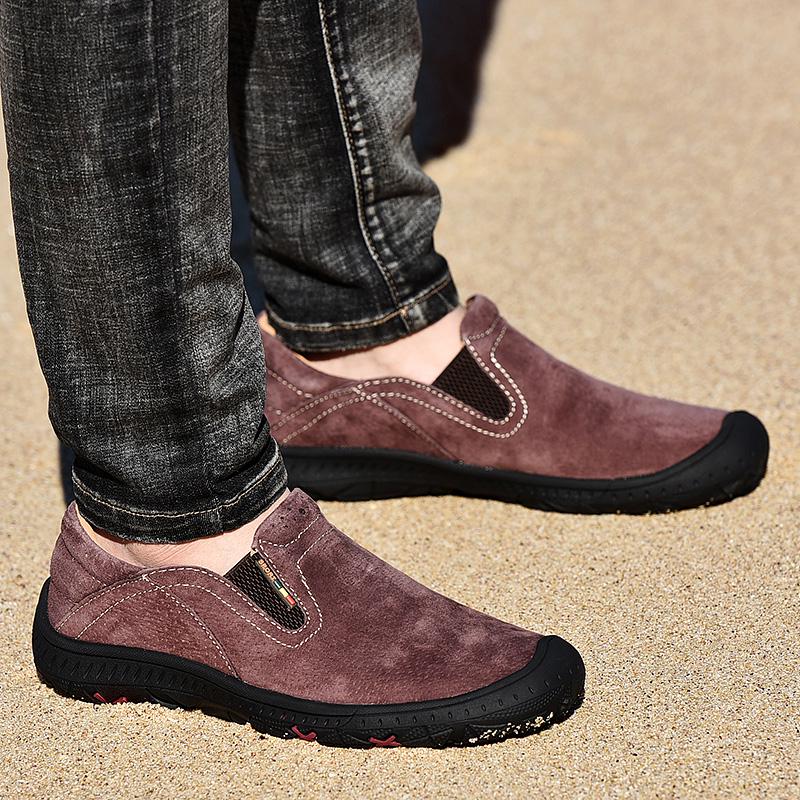 38-48 Casual Men's Shoes Retro British Style Leather Large Size Two-layer Pork Skin Driving Car Shoes