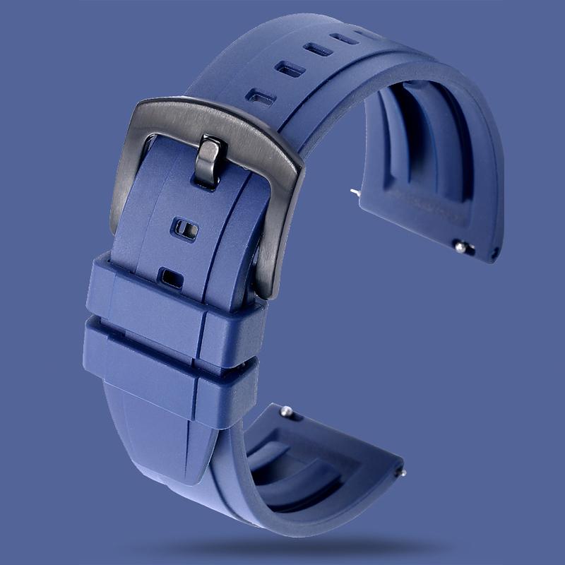 Óraszíj Minőségi gumi óraszíj 18mm 20mm 22mm 24mm Sport óraszíj Fekete zöld csuklópánt gyorskioldó rugós rúddal