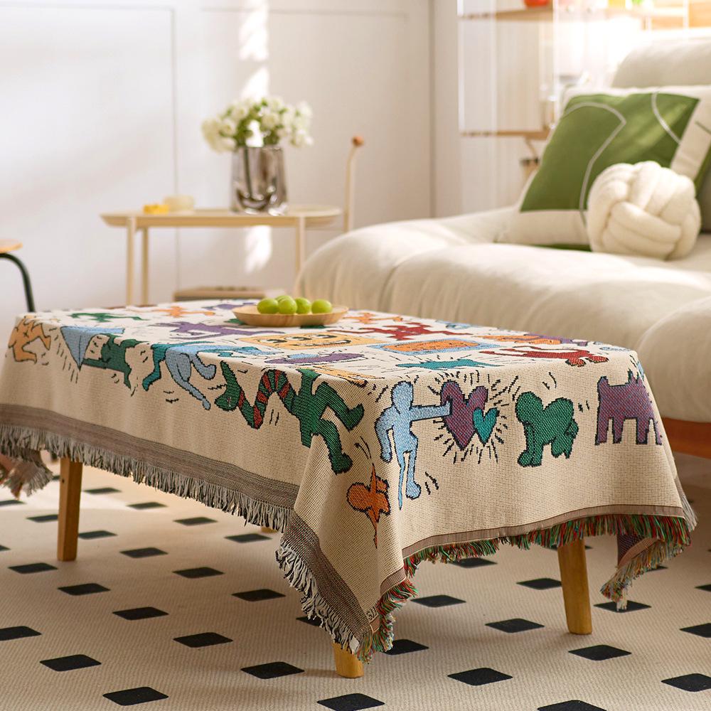 Ethnic Style Outdoor Tablecloth for Camping & Dining - Sisters' Chat Coffee Table Decor