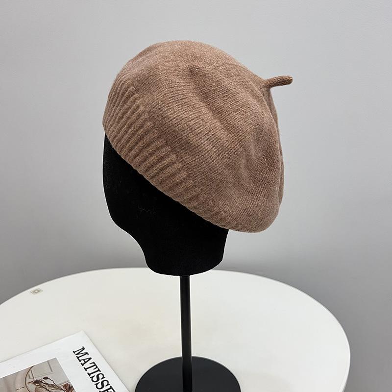 

Милый модный шерстяной вязаный берет женский осенне-зимний простой вихрь универсальная шляпа художника One size