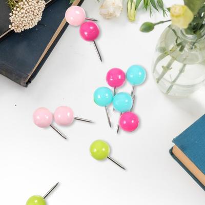 100Pcs Multi-Color Map Push Pins Round Head with Stainless Point Multi-Color Thumbnail Design Map Push Pins