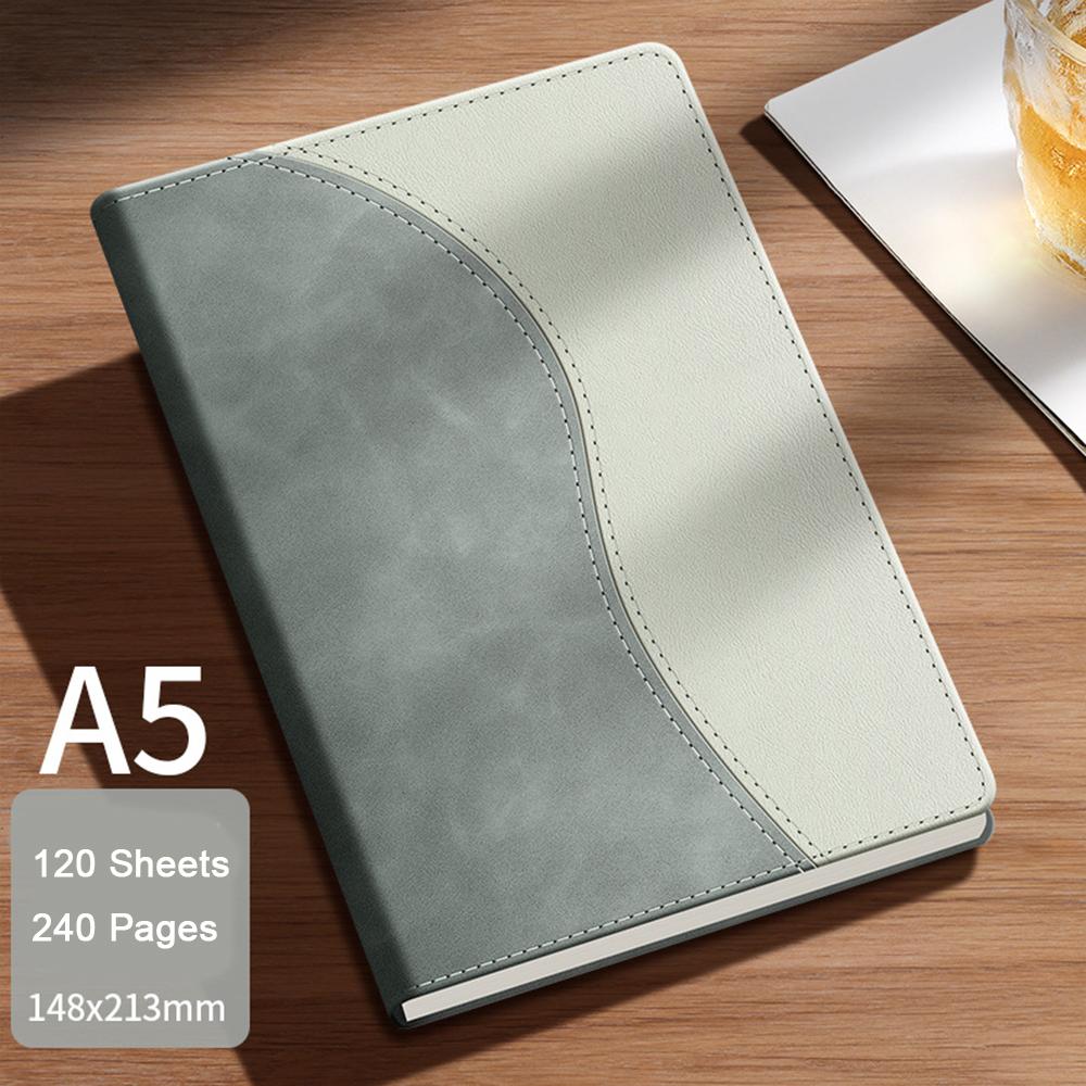 (Logo can be engraved) A5/B5 leather student subject notebook, business meeting record book, notepad, office ledger, diary, lined inner pages