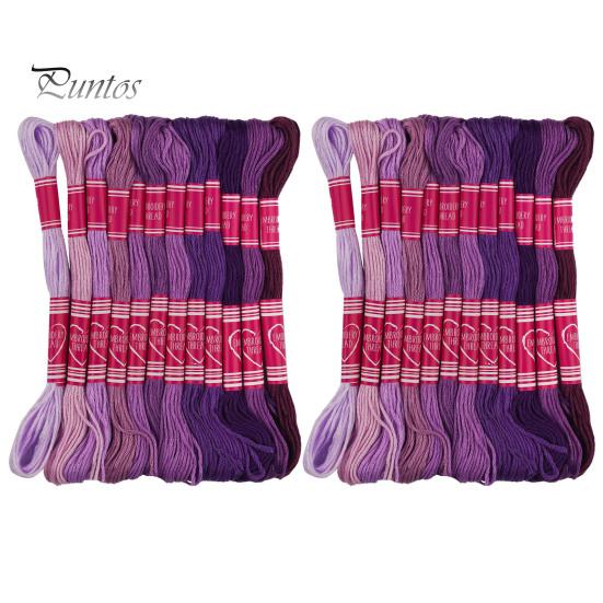 

24 мотка нитки для вышивки крестиком, красочные нитки для вышивания, нитки для рукоделия, вышивания для домашнего швейного магазина фиолетовый