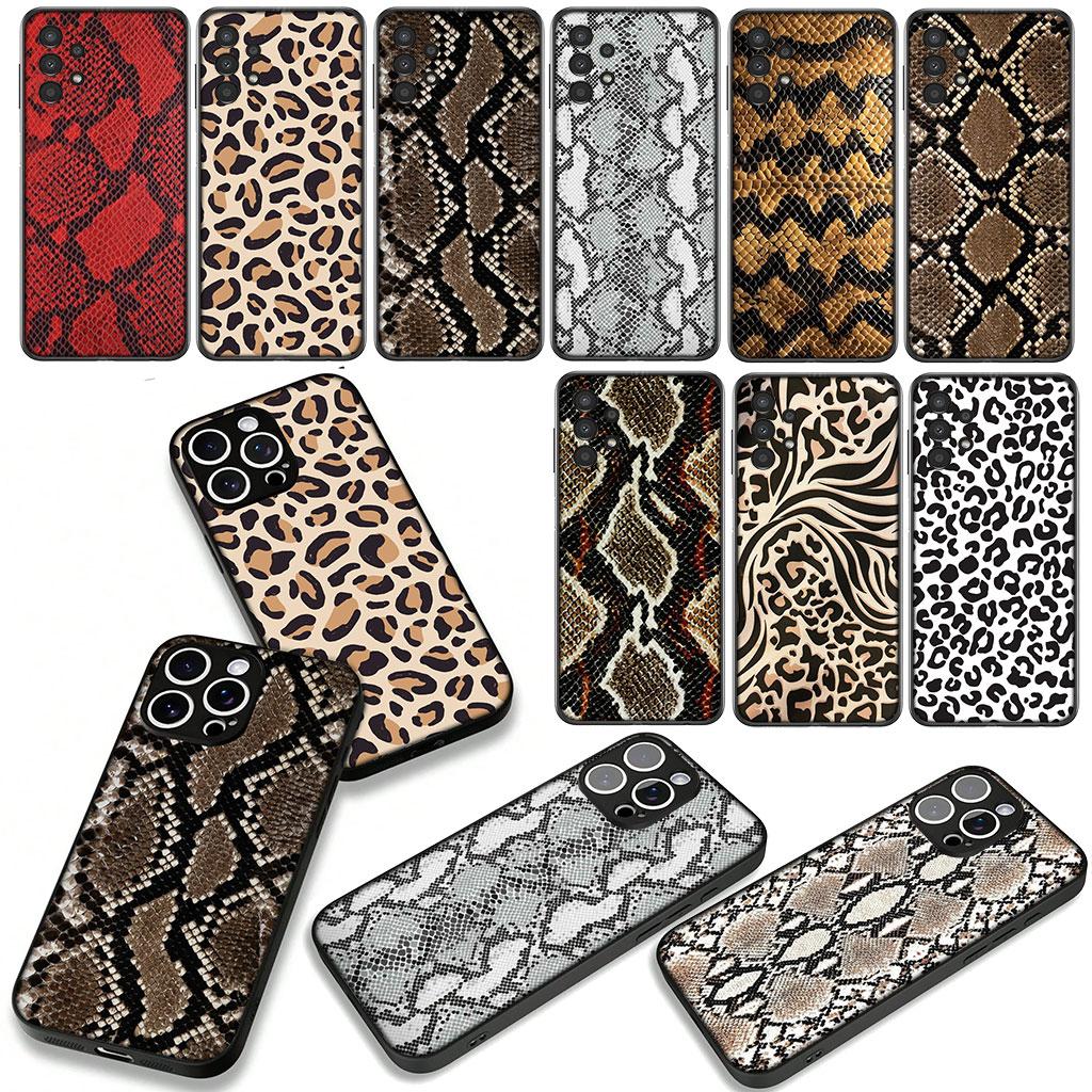 Leopard Snake Cow Print Phone Cover for Samsung Galaxy S25 S24 S22 S23 FE Ultra Plus A56 A05 A06 A15 A16 A55 S7 Edge Case