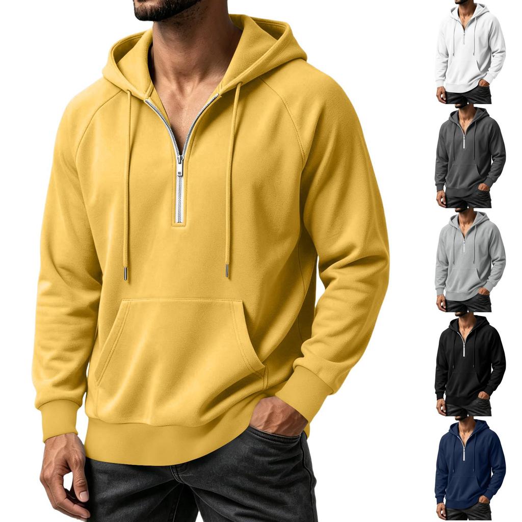 Herren Casual Lockerer Fit Farbiger Reißverschluss Hoodie Langarm für Frühling und Herbst