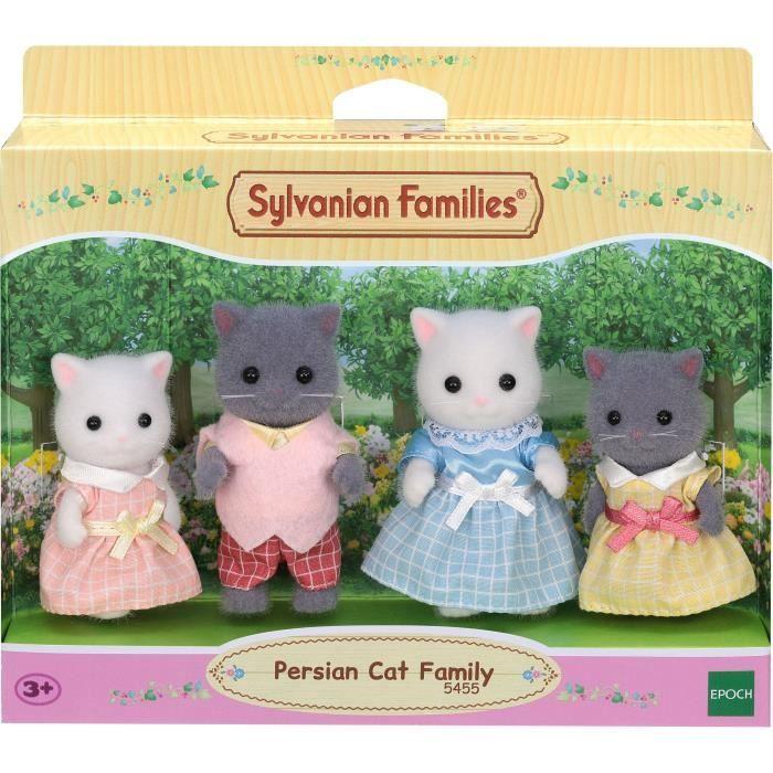 SYLVANIAN FAMILIES - Famille chat persan - 4 personnages articulés et habillés - Pour enfants à partir de 3 ans