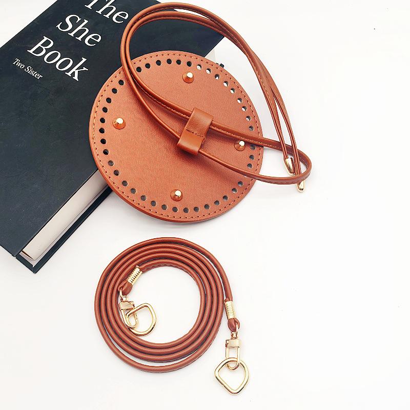 3-Piece DIY Handmade Woven Bucket Bag Set: PU Material Bottom Plate, Drawstring, and Shoulder Strap Accessories