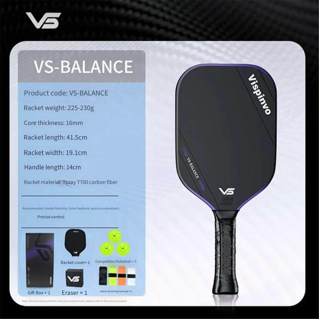 VISPINVO T700 Carbon Pickleball Schläger Leichter Hoher Rückprall Stoßdämpfung Professioneller Turnier Schläger