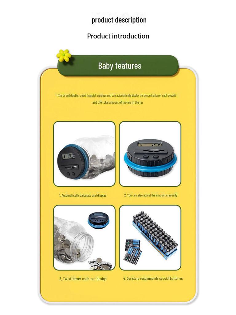 1.8L Electronic Coin Counting Piggy Bank Toy for Kids