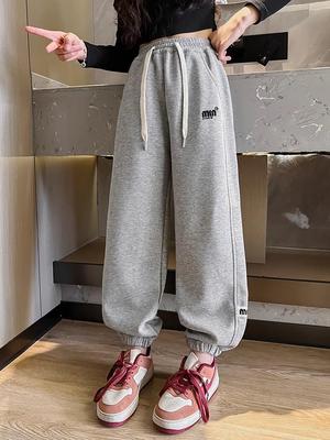2025 Girls' Spring and Autumn Casual Loose Sweatpants - Children's Long Sports Pants
