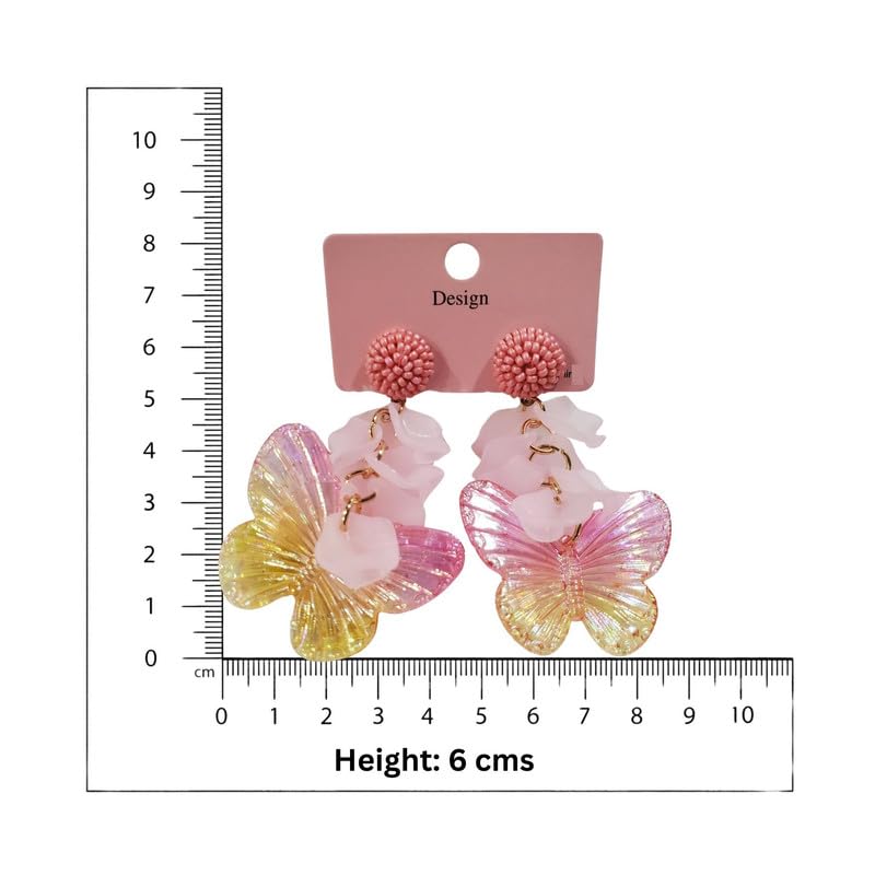 Modisches Acryl-Schmetterlings-Ohrring-Set für Damen mit elegantem Design | Auffälliges, leichtes Jhumki-Set für den traditionellen indischen Look |