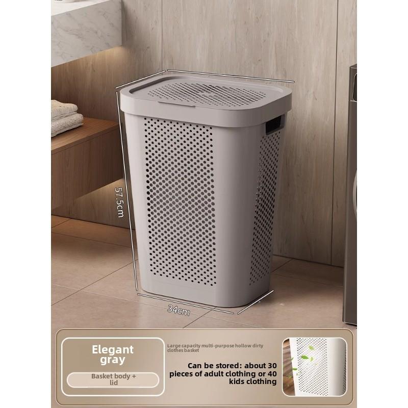 Large Capacity Laundry Hamper with Lid - Dirty Clothes Storage Basket for Bathroom
