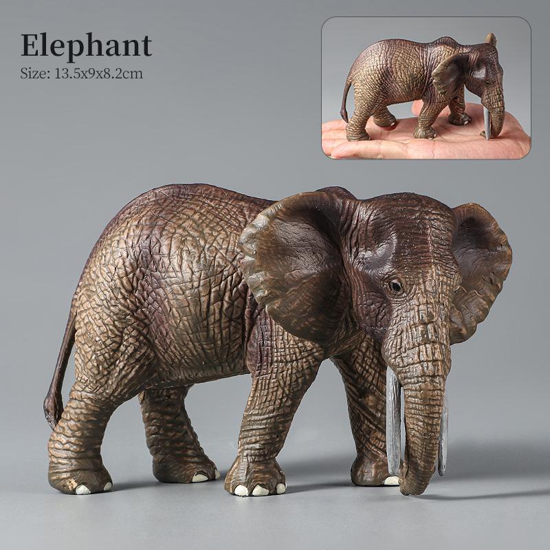 Montessori Wild Animals Model Toy Set - Lion Elephant Antelope Action Figures Miniature Zoo Figurines Educational Kids Gift
