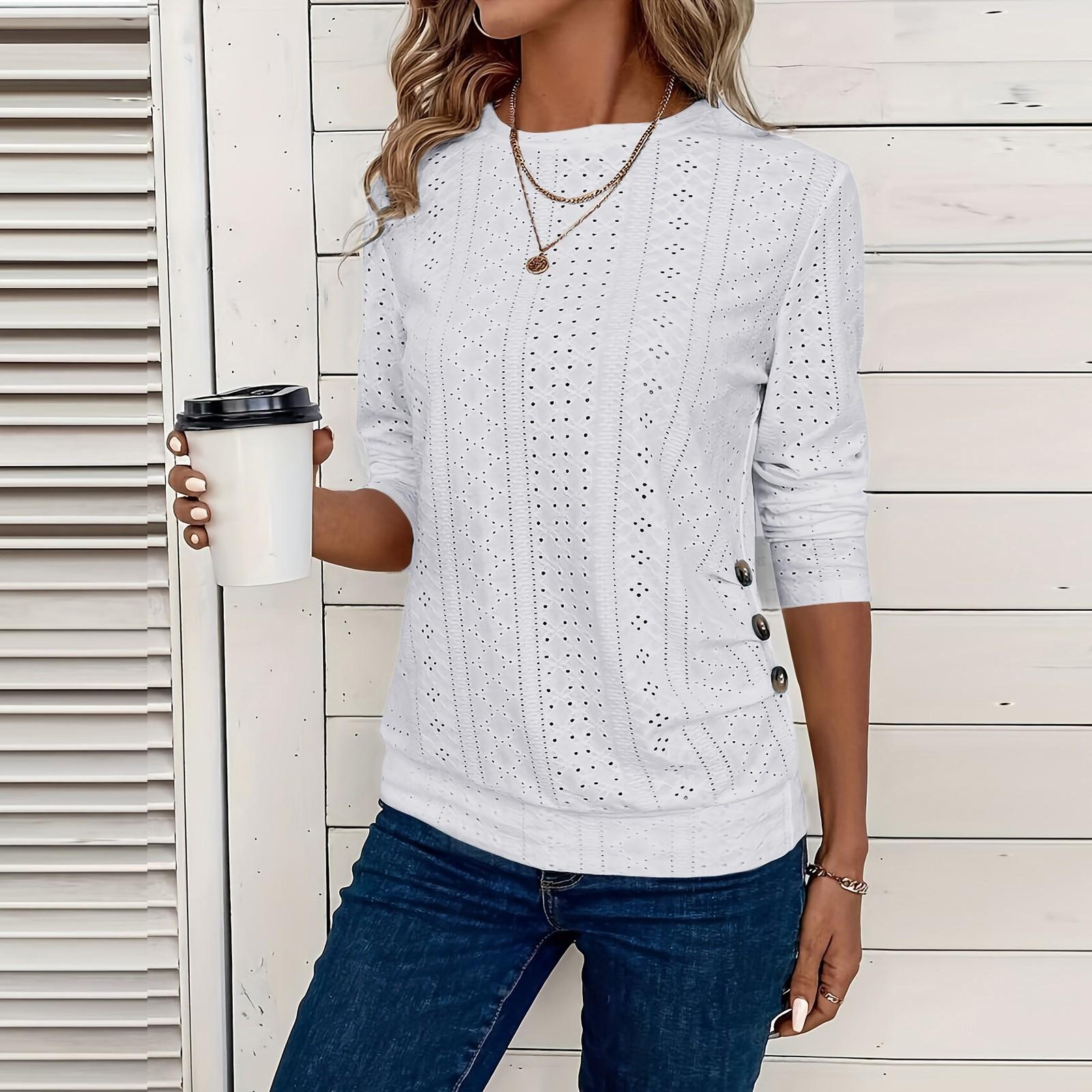 

Футболки с длинным рукавом и круглым вырезом для женщин, модные топы, легкая мягкая повседневная рубашка XXL белый